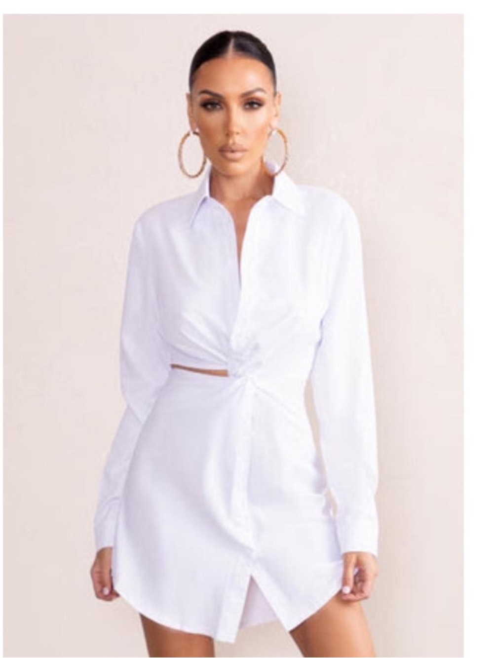 Club L London Ladies NWT Lucky Star Cut Out Shirt Mini Dress. US 8. White.
